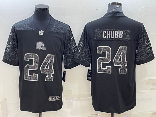 Men’s Cleveland Browns Nick Chubb #24 Black RFLCTV Limited Jersey