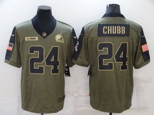 Men’s Cleveland Browns Nick Chubb #24 Olive Jersey