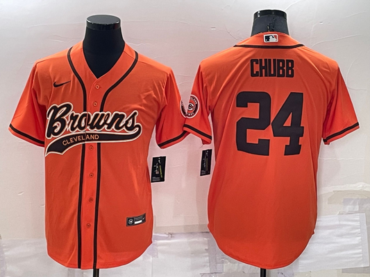 Men’s Cleveland Browns Nick Chubb #24 Orange Jersey Joint Edition