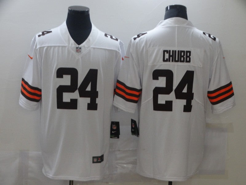 Men’s Cleveland Browns Nick Chubb #24 White Jersey