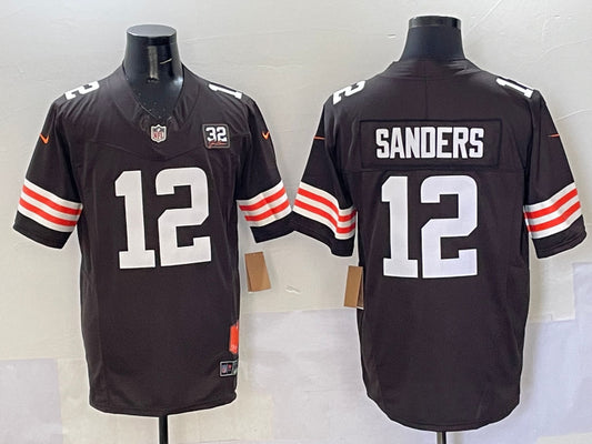 Men’s Cleveland Browns Shedeur Sanders #12 Brown 2025 NFL Draft Jersey