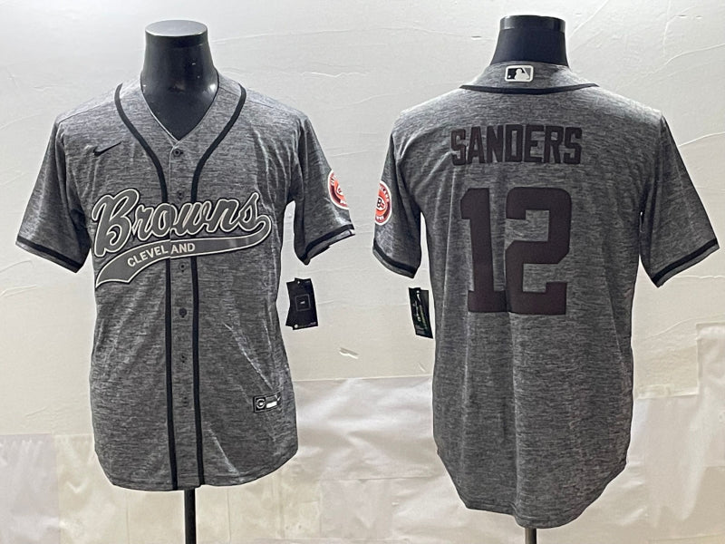 Men’s Cleveland Browns Shedeur Sanders #12 Gray Jersey
