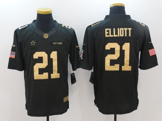 Men’s Dallas Cowboys #21 Ezekiel Elliott Black Authentic Jersey