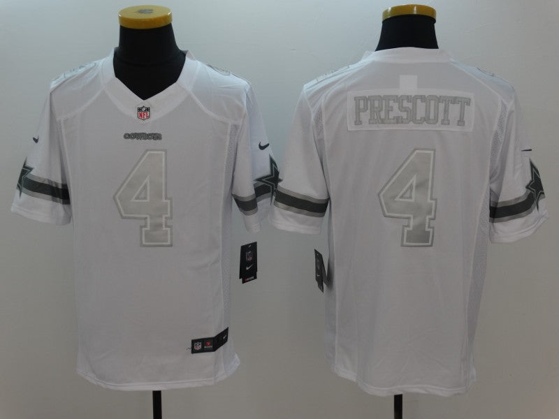 Men’s Dallas Cowboys #4 Dak Prescott White Alternate Jersey