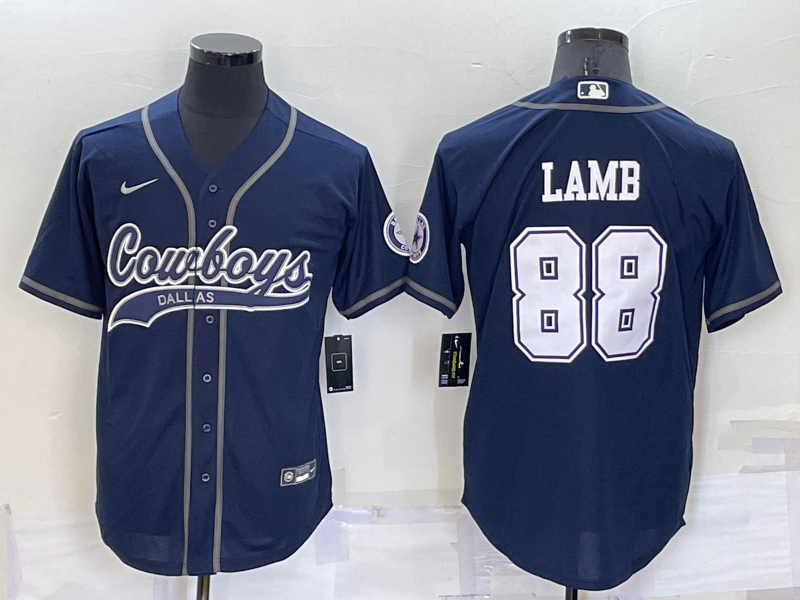 Men’s Dallas Cowboys CeeDee Lamb #88 Navy Jersey Joint Edition