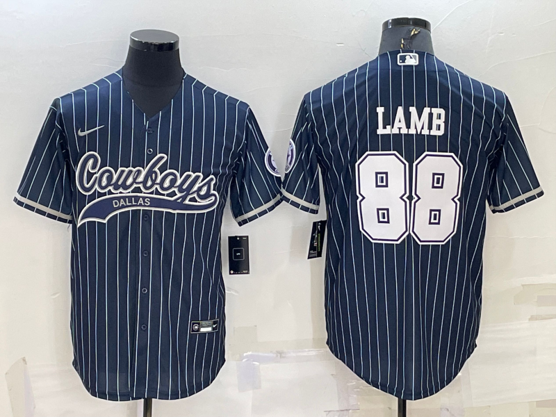 Men’s Dallas Cowboys CeeDee Lamb #88 Navy Jersey Joint Edition