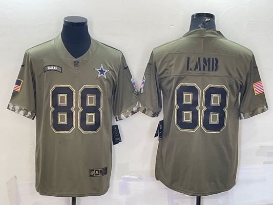 Men’s Dallas Cowboys CeeDee Lamb #88 Olive 2022 Salute To Service Limited Jersey