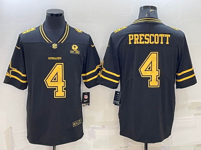 Men’s Dallas Cowboys Dak Prescott #4 Black Team Jersey
