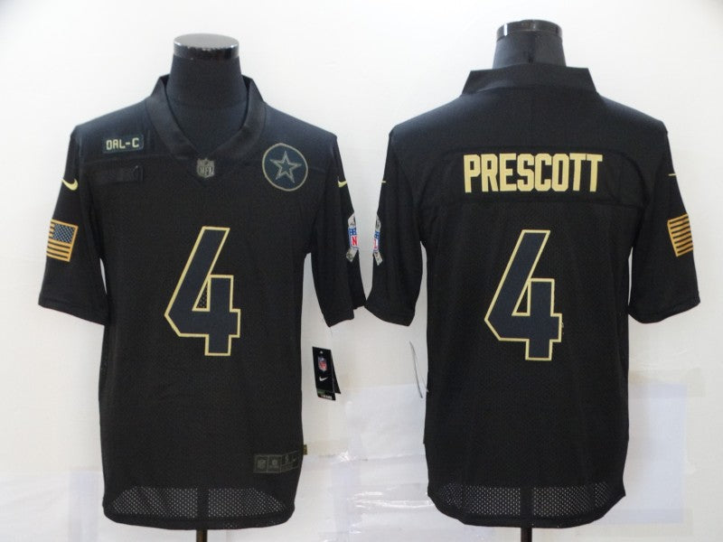 Men’s Dallas Cowboys Dak Prescott Black 2020 Salute To Service Limited Jersey