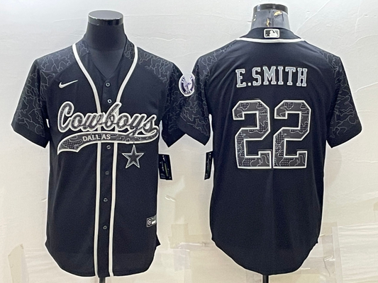 Men’s Dallas Cowboys Emmitt Smith #22 Black RFLCTV Limited Jersey Joint Edition