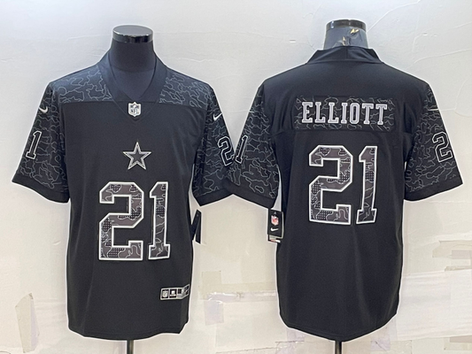 Men’s Dallas Cowboys Ezekiel Elliott #21 Black RFLCTV Limited Jersey
