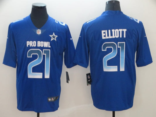 Men’s Dallas Cowboys Ezekiel Elliott #21 Blue All Star Jersey