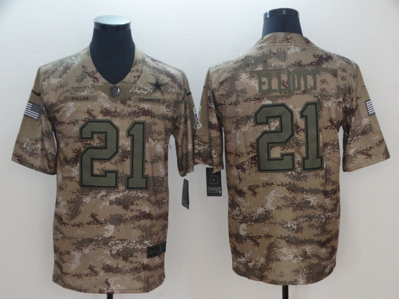 Men’s Dallas Cowboys Ezekiel Elliott #21 Camouflage Jersey