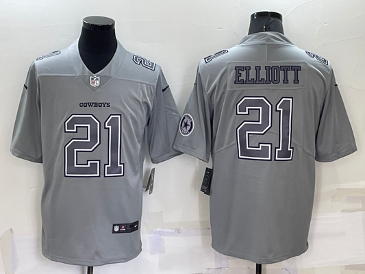 Men’s Dallas Cowboys Ezekiel Elliott #21 Gray Atmosphere Jersey