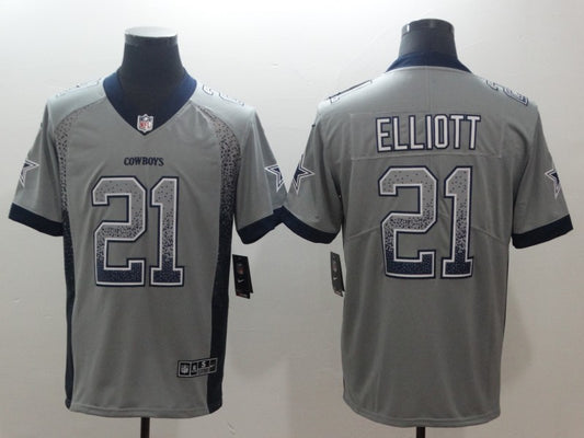 Men’s Dallas Cowboys Ezekiel Elliott #21 Gray Authentic Jersey