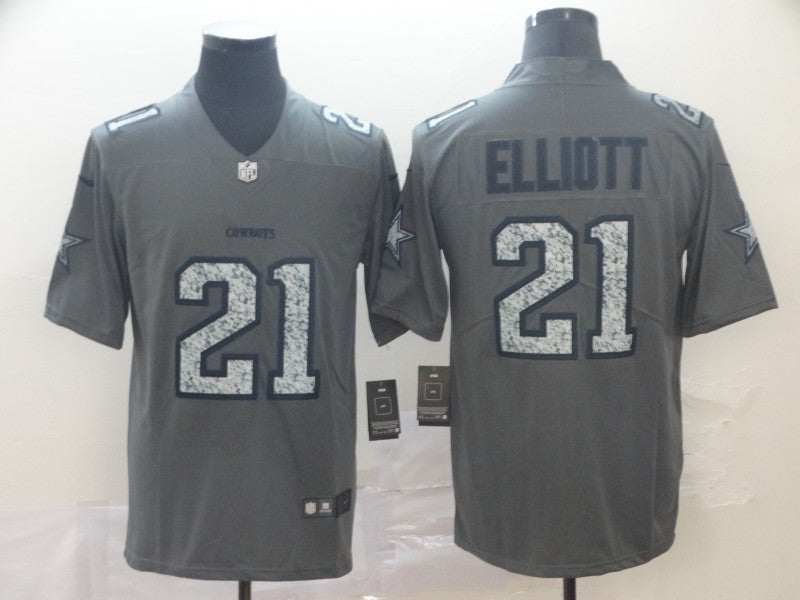 Men’s Dallas Cowboys Ezekiel Elliott #21 Gray Jersey