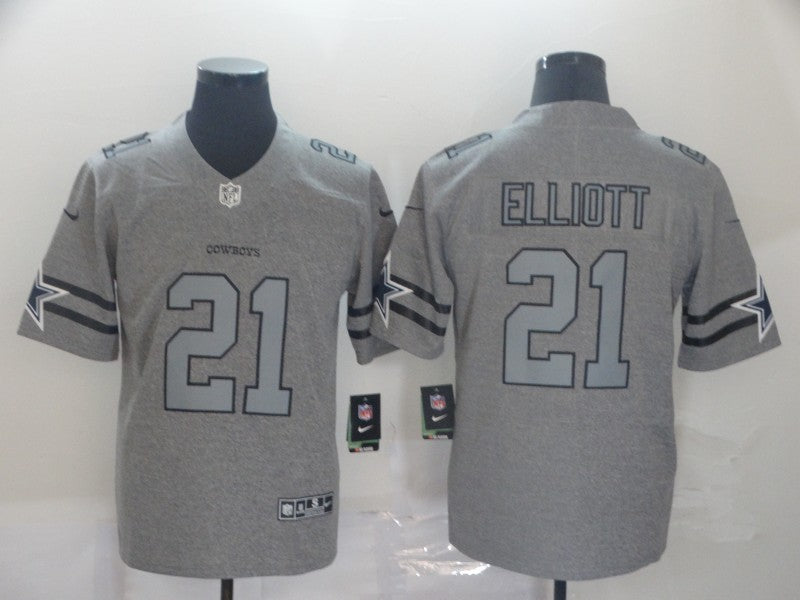 Men’s Dallas Cowboys Ezekiel Elliott #21 Gray Jersey