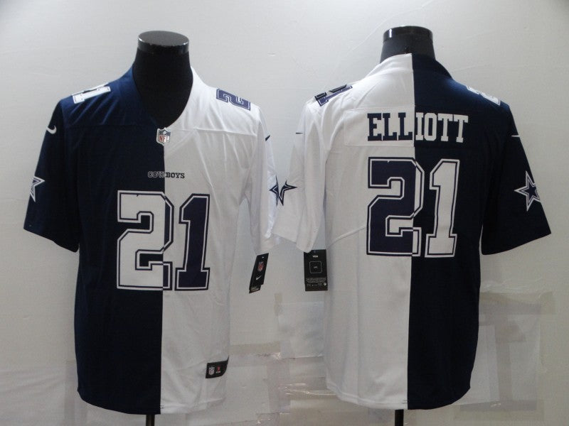 Men’s Dallas Cowboys Ezekiel Elliott #21 Navy/White Jersey