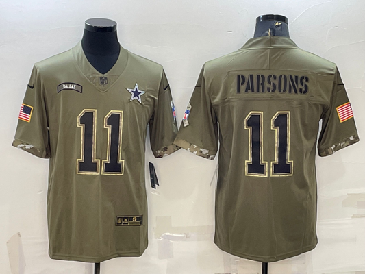 Men’s Dallas Cowboys Micah Parsons #11 Olive 2022 Salute To Service Limited Jersey