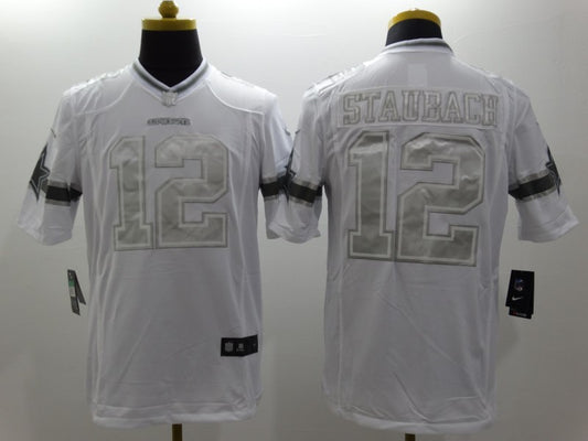 Men’s Dallas Cowboys Roger Staubach #12 White Jersey