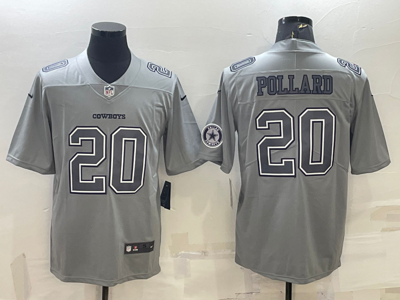 Men’s Dallas Cowboys Tony Pollard #20 Gray Atmosphere Jersey