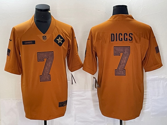 Men’s Dallas Cowboys Trevon Diggs #7 Brown 2023 Salute To Service Limited Jersey