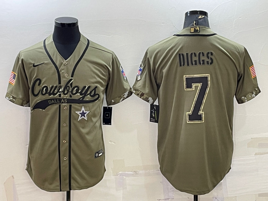 Men’s Dallas Cowboys Trevon Diggs #7 Olive 2022 Salute To Service Limited Jersey Joint Edition