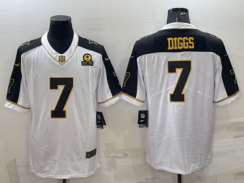Men’s Dallas Cowboys Trevon Diggs #7 White Legend Jersey