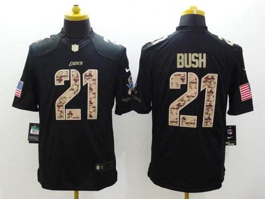 Men’s Detroit Lions Reggie Bush #21 Black Jersey