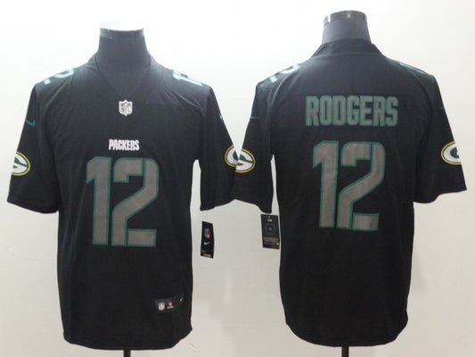 Men’s Green Bay Packers #12 Aaron Rodgers Black Alternate Jersey