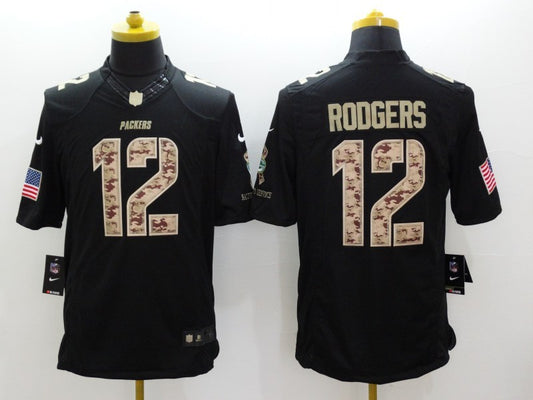 Men’s Green Bay Packers #12 Aaron Rodgers Black Team Jersey