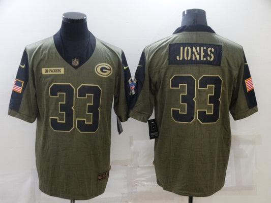 Men’s Green Bay Packers Aaron Jones #33 Brown Jersey
