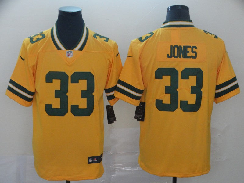 Men’s Green Bay Packers Aaron Jones #33 Yellow Inverted Legend Jersey