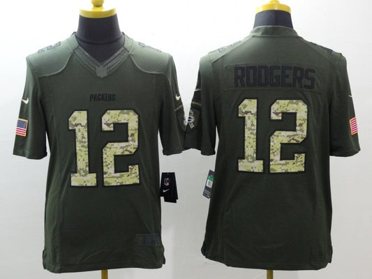 Men’s Green Bay Packers Aaron Rodgers #12 Army Green Jersey