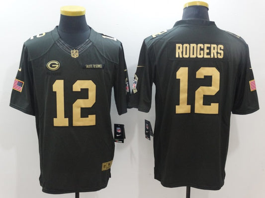 Men’s Green Bay Packers Aaron Rodgers #12 Black Authentic Jersey