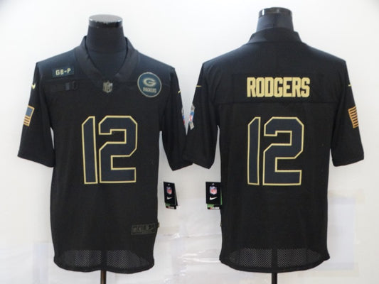 Men’s Green Bay Packers Aaron Rodgers #12 Black Jersey