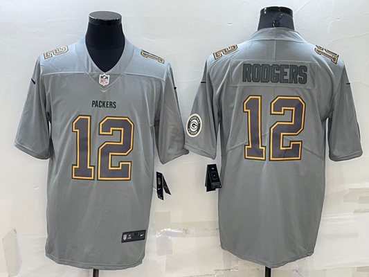 Men’s Green Bay Packers Aaron Rodgers #12 Gray Atmosphere Jersey