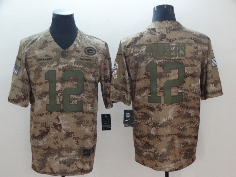 Men’s Green Bay Packers Aaron Rodgers #12 Gray Camouflage Jersey