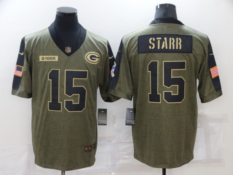 Men’s Green Bay Packers Bart Starr #15 Brown Jersey