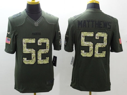 Men’s Green Bay Packers Clay Matthews #52 Army Green Jersey