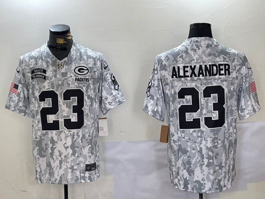 Men’s Green Bay Packers Jaire Alexander #23 Arctic Camo 2024 Salute to Service Limited Jersey