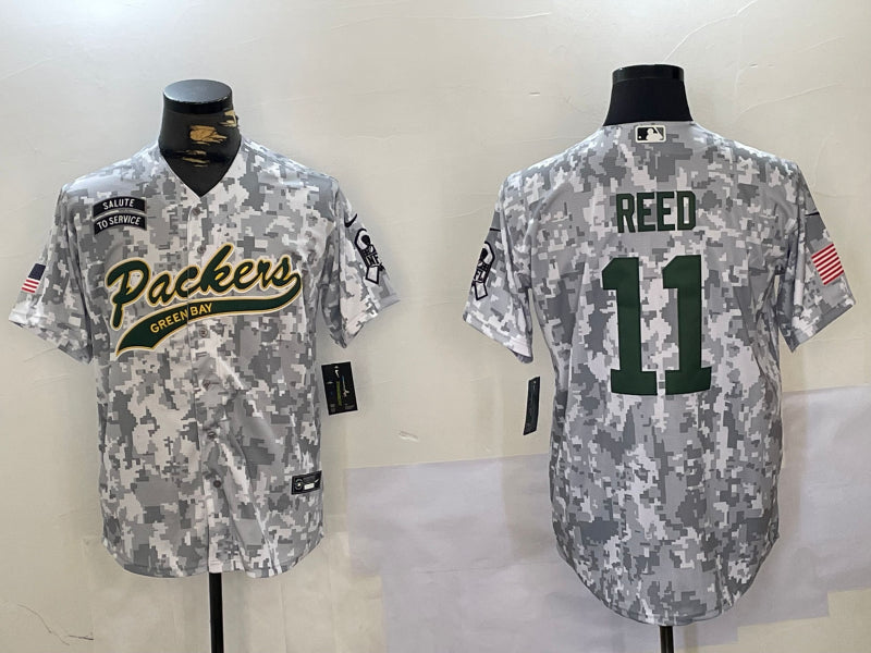 Men’s Green Bay Packers Jayden Reed #11 Arctic Camo Salute to Service Limited Jersey