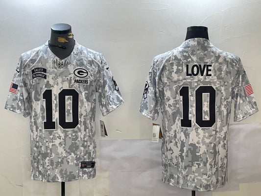 Men’s Green Bay Packers Jordan Love #10 Arctic Camo 2024 Salute to Service Limited Jersey