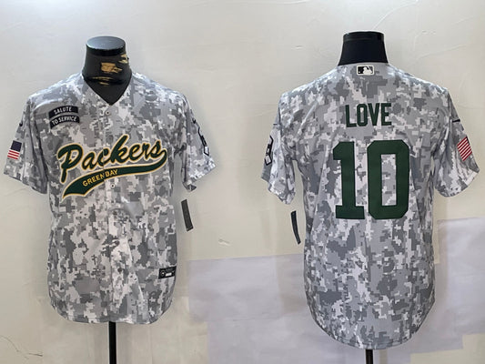 Men’s Green Bay Packers Jordan Love #10 Arctic Camo Salute to Service Limited Jersey
