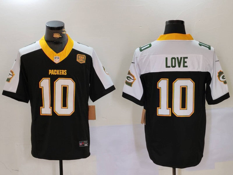 Men’s Green Bay Packers Jordan Love #10 Black Jersey