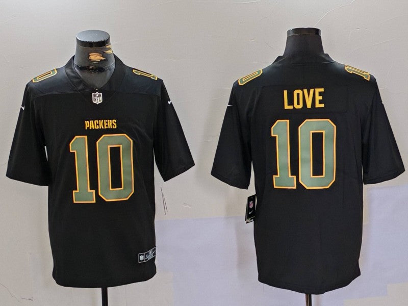 Men’s Green Bay Packers Jordan Love #10 Black Jersey
