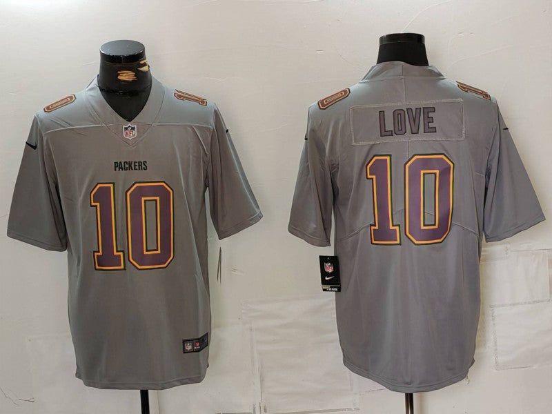 Men’s Green Bay Packers Jordan Love #10 Gray Atmosphere Jersey