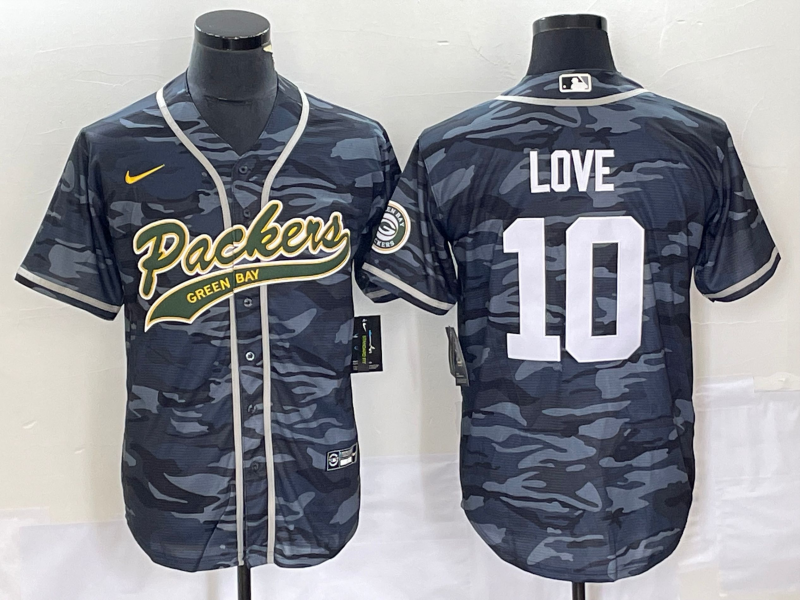 Men’s Green Bay Packers Jordan Love #10 Grey Camouflage Jersey Joint Edition
