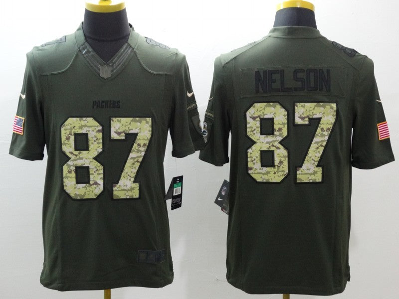 Men’s Green Bay Packers Jordy Nelson #87 Army Green Jersey