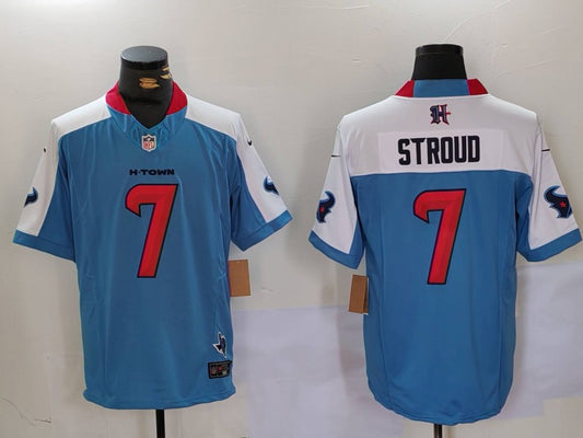 Men’s Houston Texans C.J. Stroud #7 Light Blue Jersey